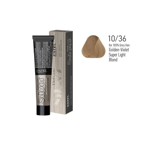 Estel - Color Cream for Grey Hair DE LUXE SILVER   Golden-Violet Super Light Blond for 100% Grey Hair, 60 ml - DLS10/36