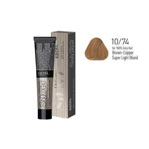 Estel - Color Cream for Grey Hair DE LUXE SILVER   Brown-Copper Super Light Blond for 100% Grey Hair, 60 ml -DLS10/74