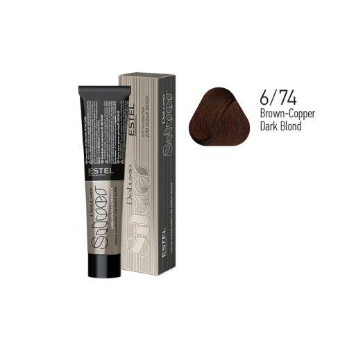 Estel - Color Cream for Grey Hair DE LUXE SILVER   Brown-Copper Dark Blond, 60 ml - DLS6/74