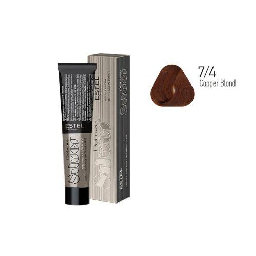 Estel - Color Cream for Grey Hair DE LUXE SILVER   Copper Blond, 60 ml - DLS7/4