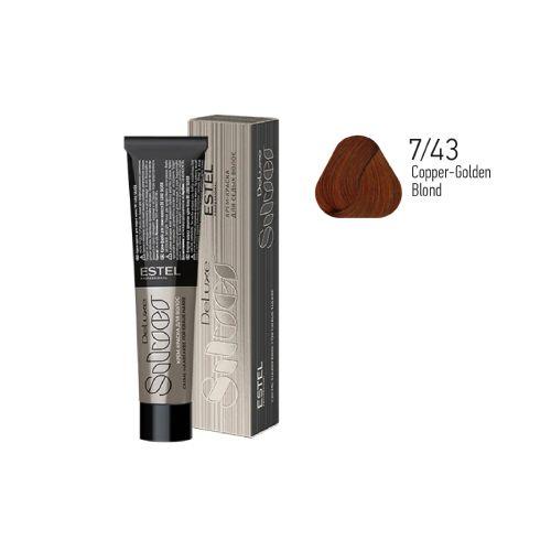 Color Cream for Grey Hair DE LUXE SILVER   Copper-Golden Blond, 60 ml - DLS7/43