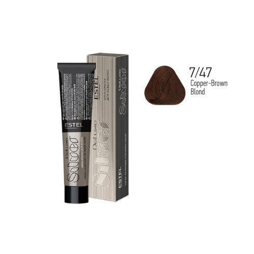 Estel - Color Cream for Grey Hair DE LUXE SILVER   Copper-Brown Blond, 60 ml DLS7/47