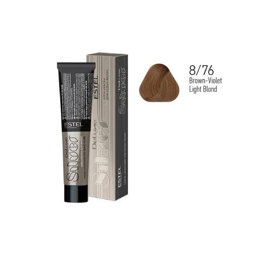 Estel - Color Cream for Grey Hair DE LUXE SILVER   Brown-Violet Light Blond, 60 ml - DLS8/76