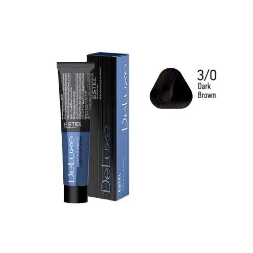 Estel - DE LUXE Care Hair Color Cream  Dark Brown, 60 ml - NDL3/0