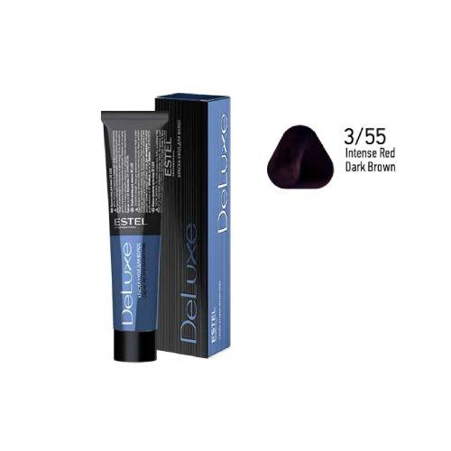Estel - DE LUXE Care Hair Color Cream  Intense Red Dark Brown, 60 ml - NDL3/55