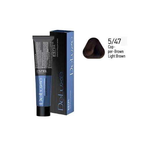 Estel - DE LUXE Care Hair Color Cream  Copper-Brown Light Brown, 60 ml - NDL5/47