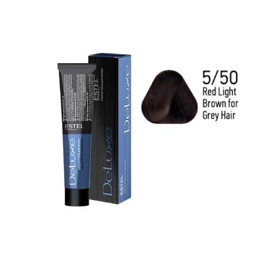 Estel - DE LUXE Care Hair Color Cream  Red Light Brown for Grey Hair, 60 ml -  NDL5/50