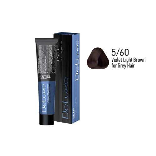 Estel - DE LUXE Care Hair Color Cream  Violet Light Brown for Grey Hair, 60 ml - NDL5/60