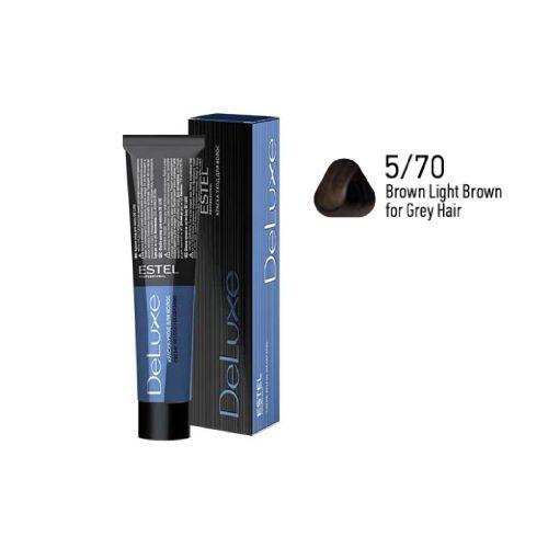 Estel - DE LUXE Care Hair Color Cream  Brown Light Brown for Grey Hair, 60 ml - NDL5/70