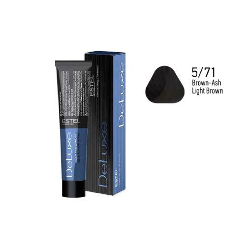Estel - DE LUXE Care Hair Color Cream  Brown-Ash Light Brown, 60 ml - NDL5/71